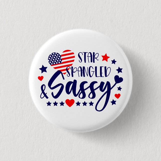 Star Spankled and Sassy American Flag Heart 1 Inch Round Button (Front)