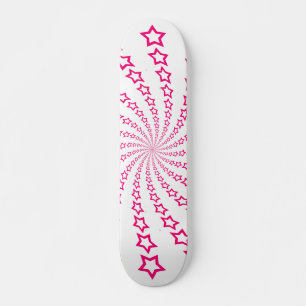 Star Spiral: Pink Stars: Skateboard