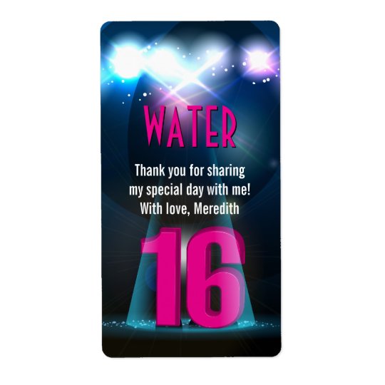 Star Spotlight Pink Sweet 16 Favour Shipping Label