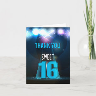 Star Star Blue Sweet 16 Carte de remerciements