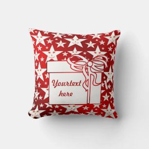 star, stars, fantasy, shiny, red, christmas, smile throw pillow
