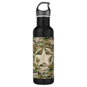 Star Stencil Classic Decal on Camo Style 710 Ml Water Bottle