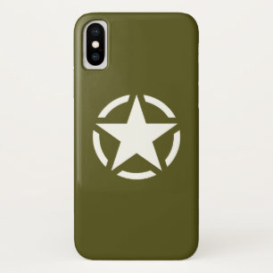 Star Stencil Classic on Khaki Green iPhone X Case