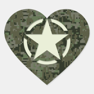 Star Stencil Digital Woodland Heart Sticker