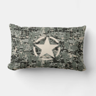 Star Stencil on Digital Camouflage Lumbar Pillow