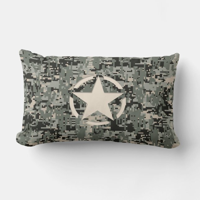 Star Stencil on Digital Camouflage Lumbar Pillow (Front)