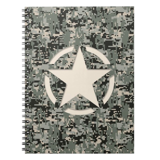 Star Stencil on Digital Camouflage Notebook (Front)