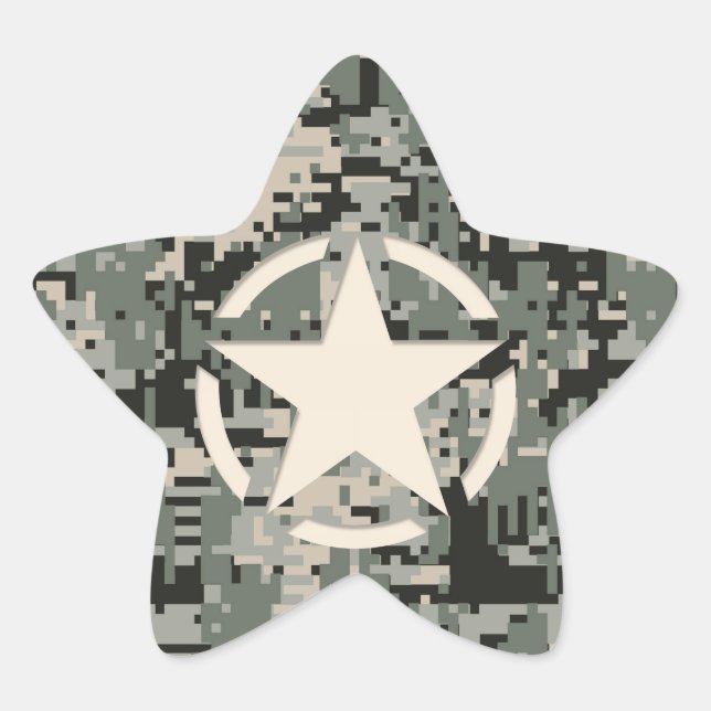 Star Stencil on Digital Camouflage Sticker (Front)
