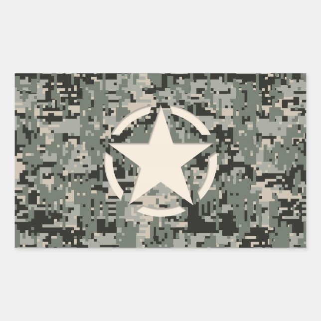 Star Stencil on Digital Camouflage Sticker (Front)