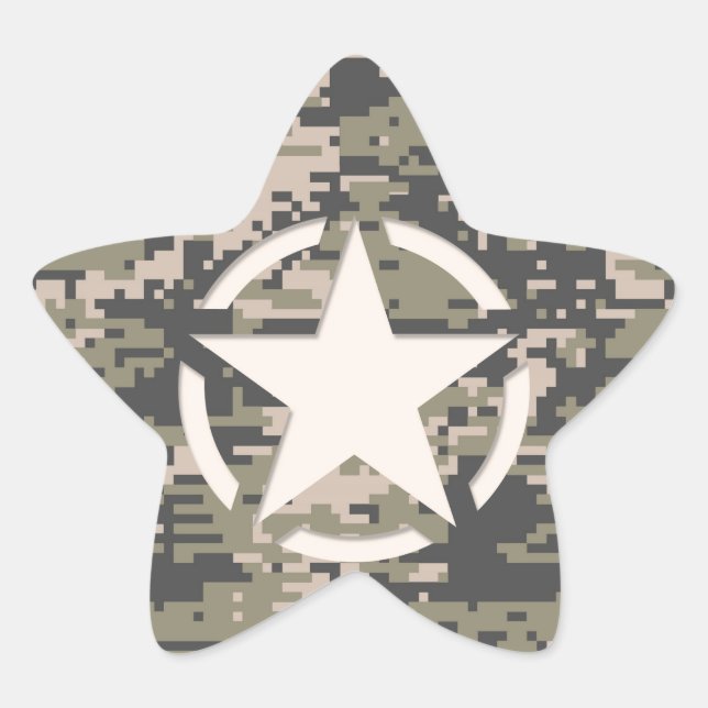 Star Stencil Tag Decal Style Khaki Camouflage (Front)