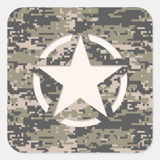 Star Stencil Tag Decal Style Khaki Camouflage (Front)
