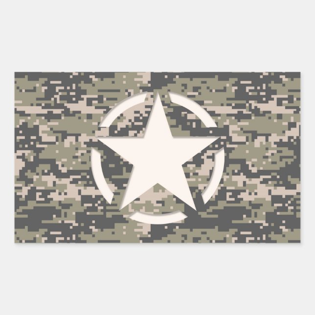 Star Stencil Tag Decal Style Khaki Camouflage (Front)