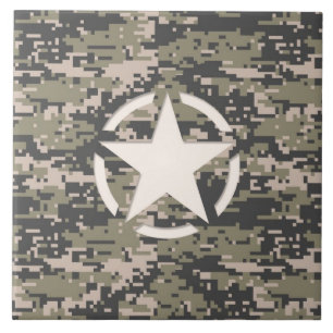 Star Stencil Tag Decal Style Khaki Camouflage Tile
