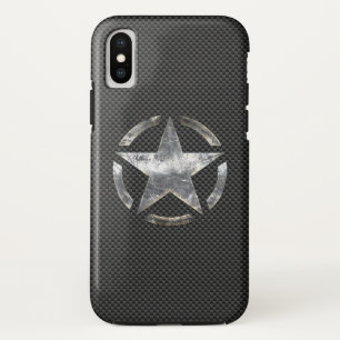 Star Stencil Vintage Decal Carbon Fibre Style iPhone XS Case