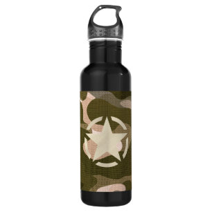 Star Stencil Vintage Decal on Camo Style 710 Ml Water Bottle