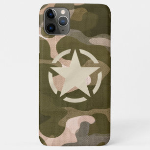 Star Stencil Vintage Decal on Camo Style iPhone 11 Pro Max Case