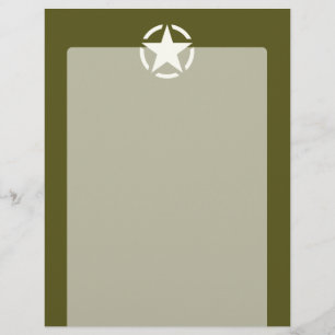 Star Stencil Vintage Decal on Kaki Green