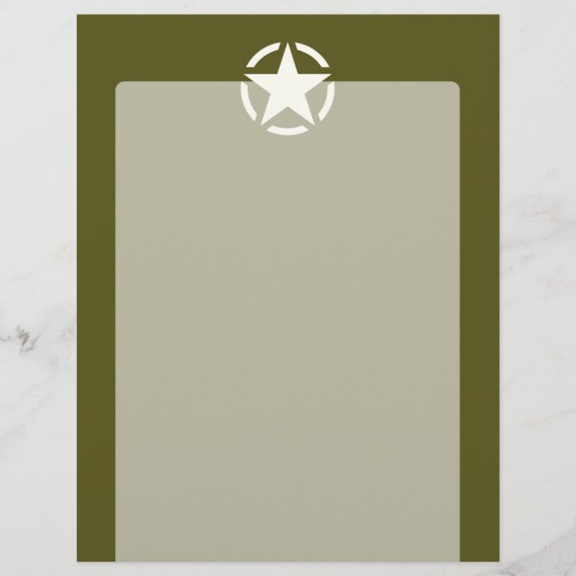Star Stencil Vintage Decal on Kaki Green (Front)