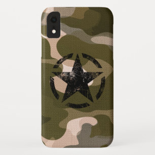 Star Stencil Vintage on Camo Style iPhone XR Case