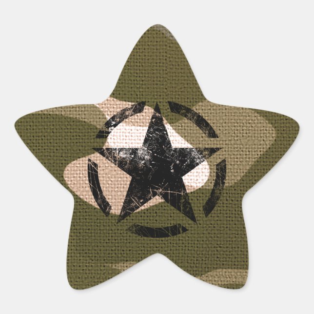 Star Stencil Vintage on Camouflage Star Sticker (Front)