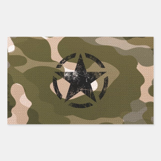 Star Stencil Vintage on Camouflage Sticker (Front)