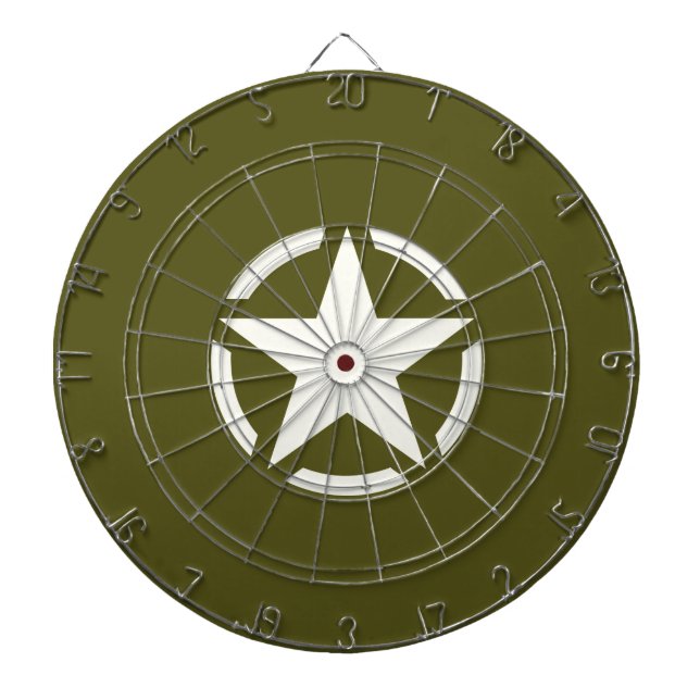 Star Stencil Vintage on Khaki Green Dartboard (Front)