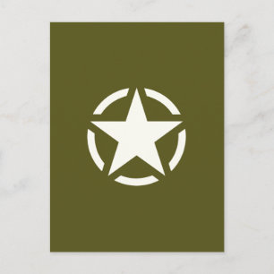 Star Stencil Vintage on Khaki Green Postcard