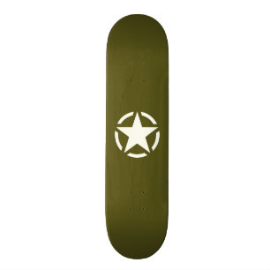 Star Stencil Vintage on Khaki Green Skateboard