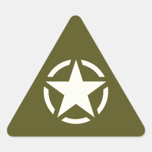 Star Stencil Vintage on Khaki Green Triangle Sticker