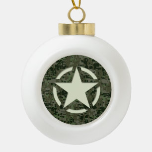 Star Stencil Vintage Symbol Digital Camouflage Ceramic Ball Christmas Ornament