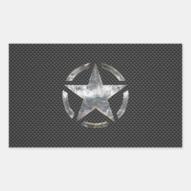 Star Stencil Vintage Tag Carbon Fibre Style (Front)