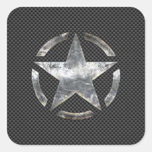 Star Stencil Vintage Tag Carbon Fibre Style