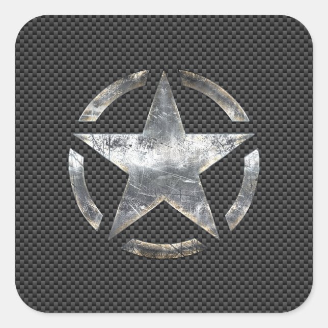 Star Stencil Vintage Tag Carbon Fibre Style (Front)