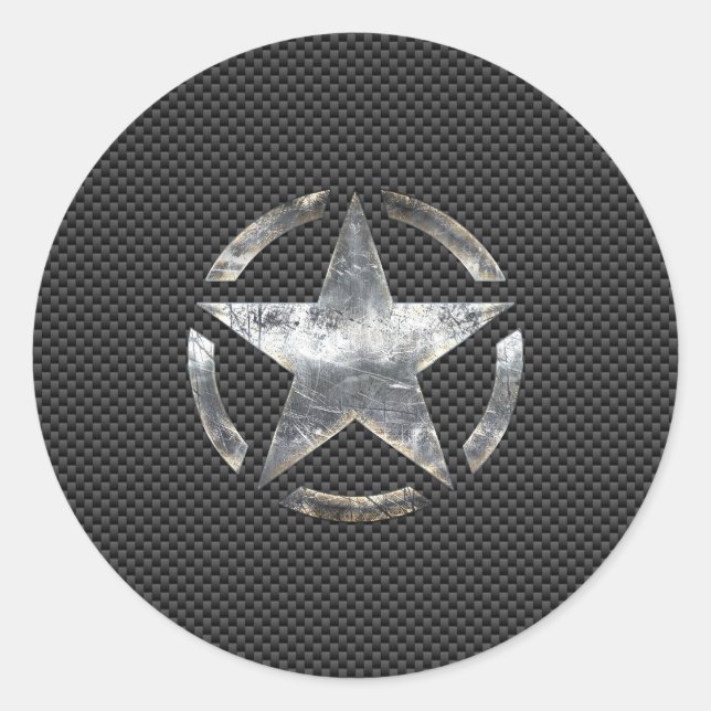 Star Stencil Vintage Tag Carbon Fibre Style (Front)