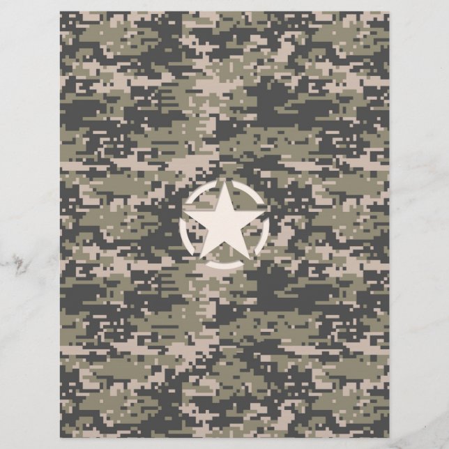 Star Stencil Vintage Tag Digital Khaki Style (Front)