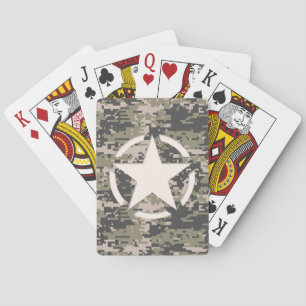 Star Stencil Vintage Tag Digital Khaki Style  Playing Cards