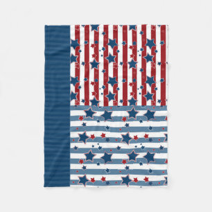Star striped pattern in red and blue tones throw p fleece blanket
