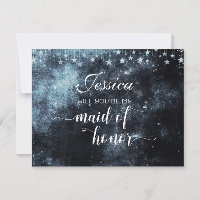 Star Struck Celestial Will You Be My Maid of Honou Invitation (Front)
