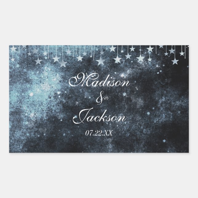 Star Struck Watercolor Celestial Wedding Monogram Sticker (Front)