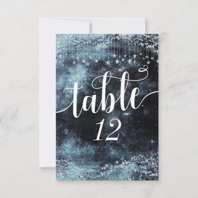Star Struck Watercolor Sky Wedding Table Numbers (Front)