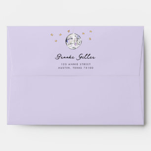 Star Studded Disco Ball Watercolor Return Address Envelope