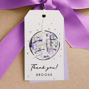 Star Studded Disco Ball Watercolor Thank You Gift Tags