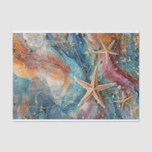 Star Studded Sand & Sea, Coastal Marine Life  Tissue Paper