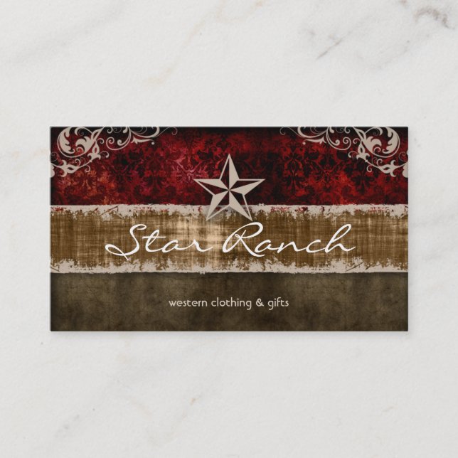 Star Suede Business Card Red Brown H (Front)
