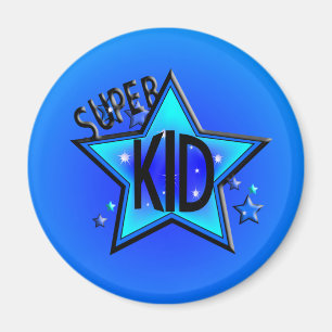 Star Super Kid Magnet rond bleu