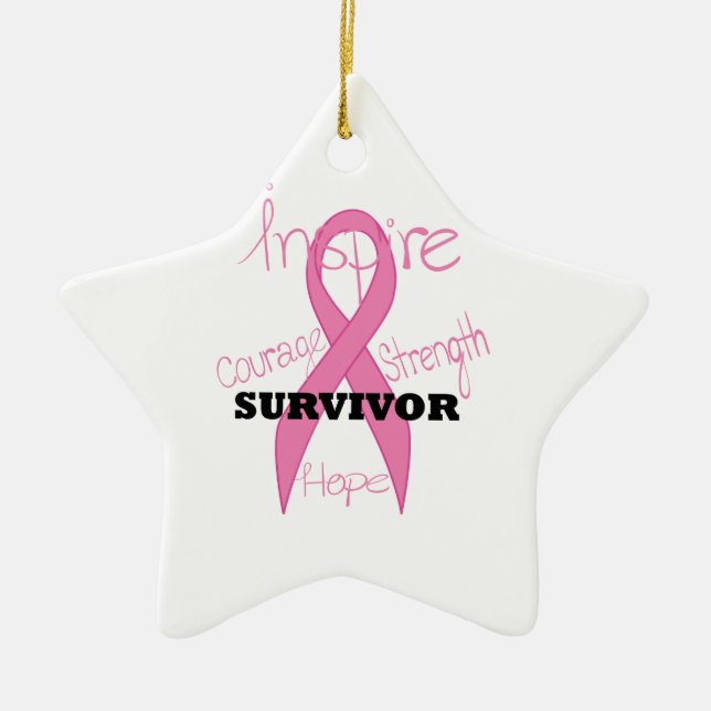 Star Survivante Cancer du sein Ornement de ruban r (Devant)