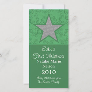 Star Swirls Premier Carte photo de Noël, Vert