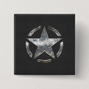 Star Symbol on a Carbon Style Decor 2 Inch Square Button