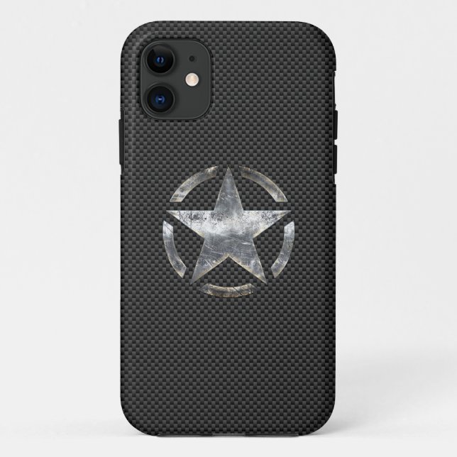 Star Symbol on a Carbon Style Decor iPhone Case (Back)