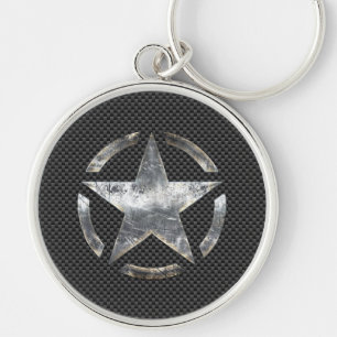 Star Symbol on a Carbon Style Decor Keychain